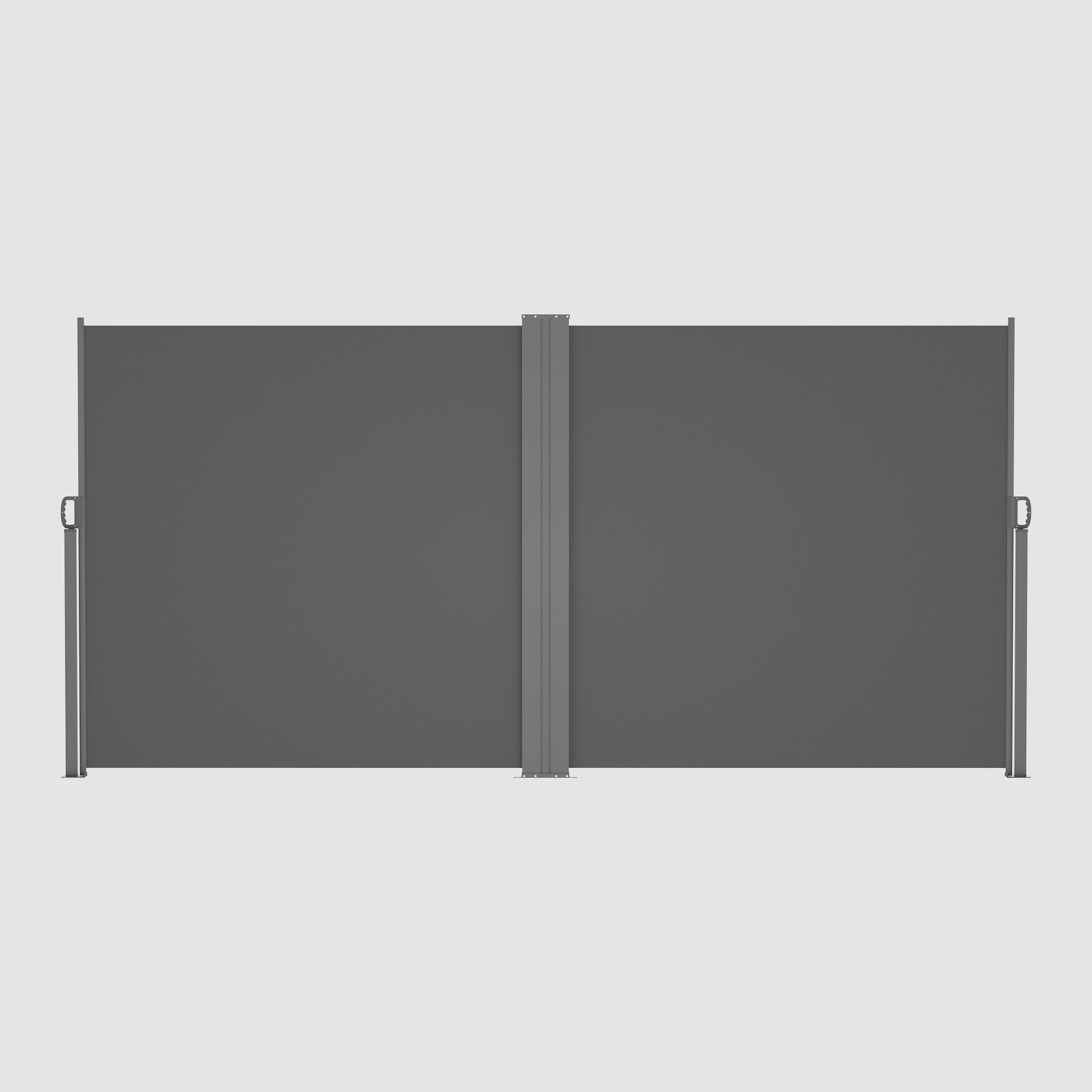 Extendible Double Side Pull Slide Awning, fully pulled into a flat surface when viewed from the front.
