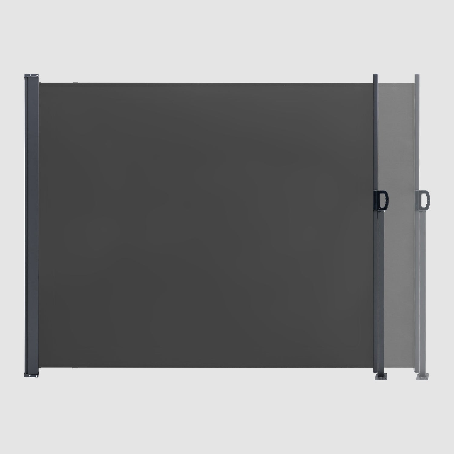 Black  Extendible Side Pull Awning fully open from the front