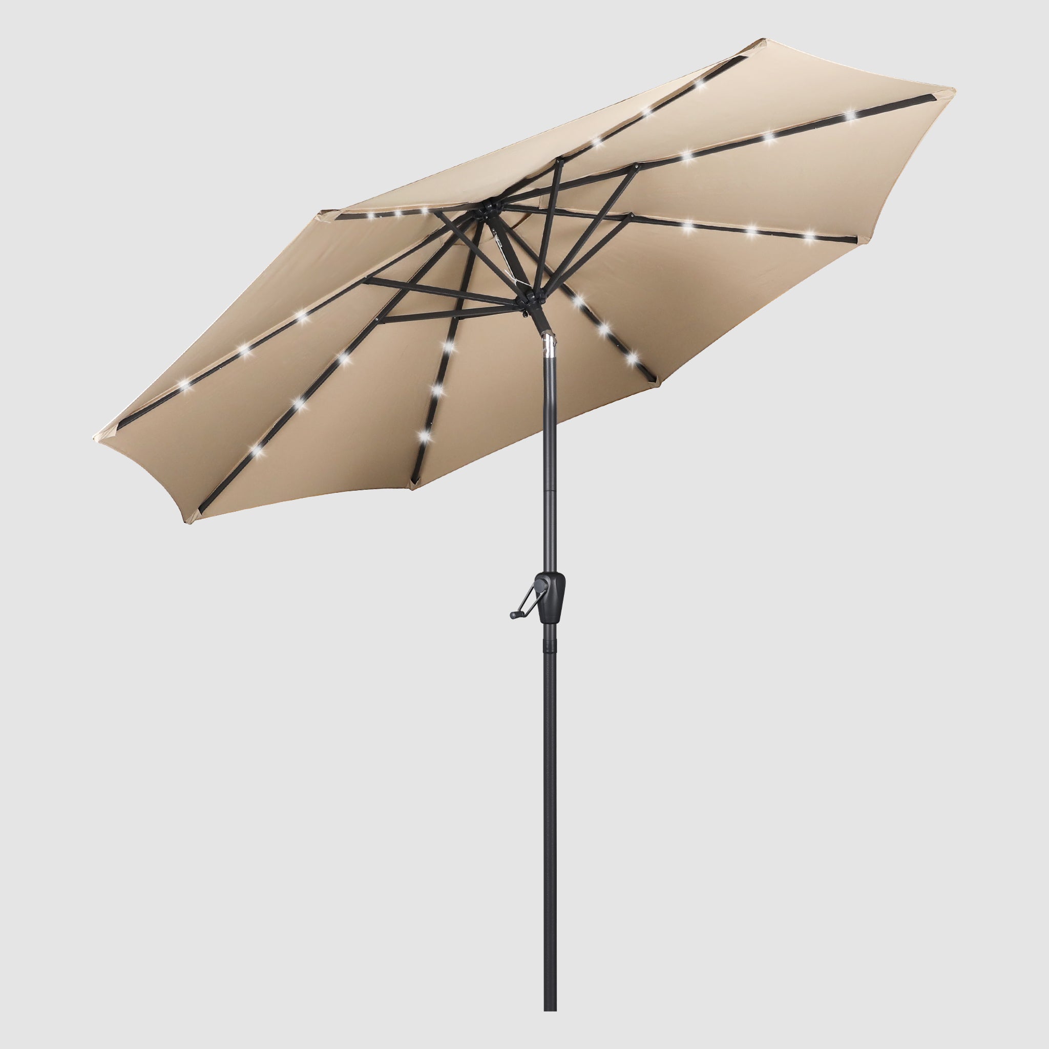 HOMEDEMO Groß Garten Sonnenschirme mit Kurbel und LED-Licht