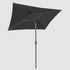 The Rectangular Patio Parasol Umbrella in black, seen from below, with the umbrella fully opened to reveal the entire underside of the umbrella and its skeleton.