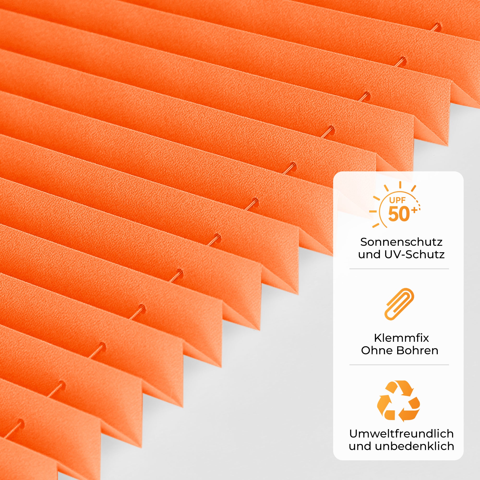 HOMEDEMO Plissee Klemmfix ohne Bohren Jalousien Orange, Plisseerollo mit Klemmträger, lichtdurchlässig Faltrollo mit Sicht- und Sonnenschutz, blickdichte Jalousie für Fenster & Tür