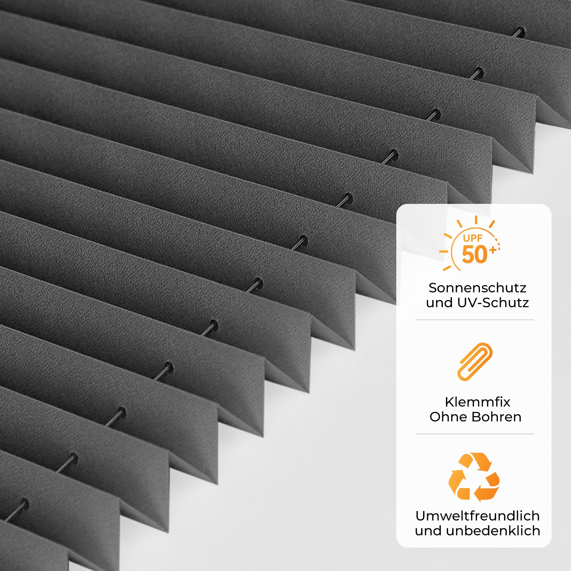 HOMEDEMO Plissee Klemmfix ohne Bohren Jalousien Anthrazit, Plisseerollo mit Klemmträger, lichtdurchlässig Faltrollo mit Sicht- und Sonnenschutz, blickdichte Jalousie für Fenster & Tür