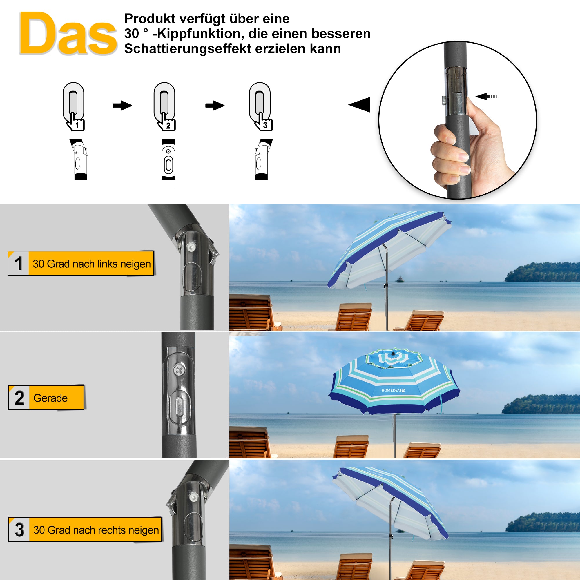 HOMEDEMO Strandschirm für draußen sonnenschirm