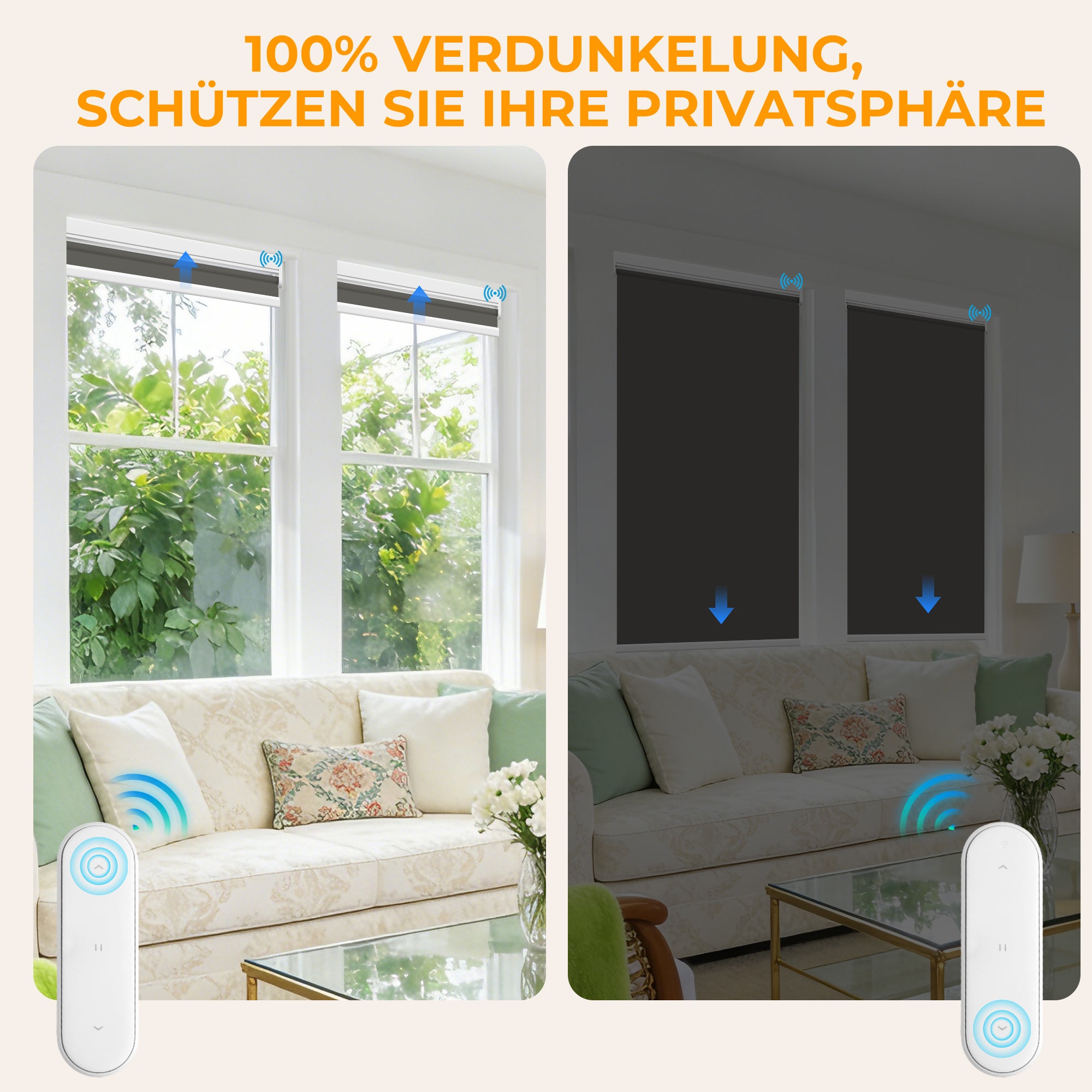 Elektrisches Rollo M100 Motorrollo silberbeschichtet vollverdunkelnd wärmedämmend Fensterrollo mit Funkmotor für Schlafzimmer Wohnzimmer Büro