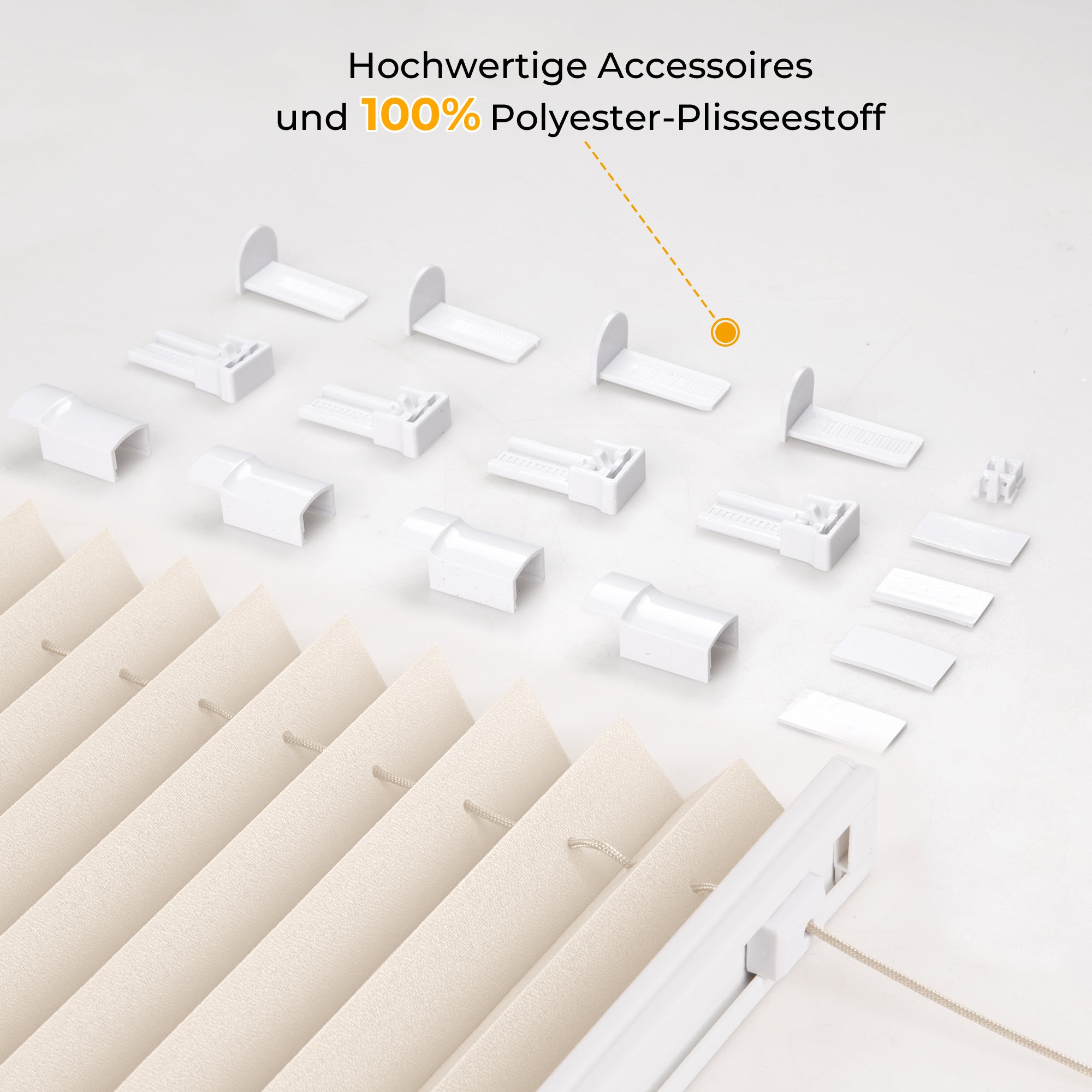 HOMEDEMO Plissee Klemmfix ohne Bohren Jalousien Beige, Plisseerollo mit Klemmträger, lichtdurchlässig Faltrollo mit Sicht- und Sonnenschutz, blickdichte Jalousie für Fenster & Tür