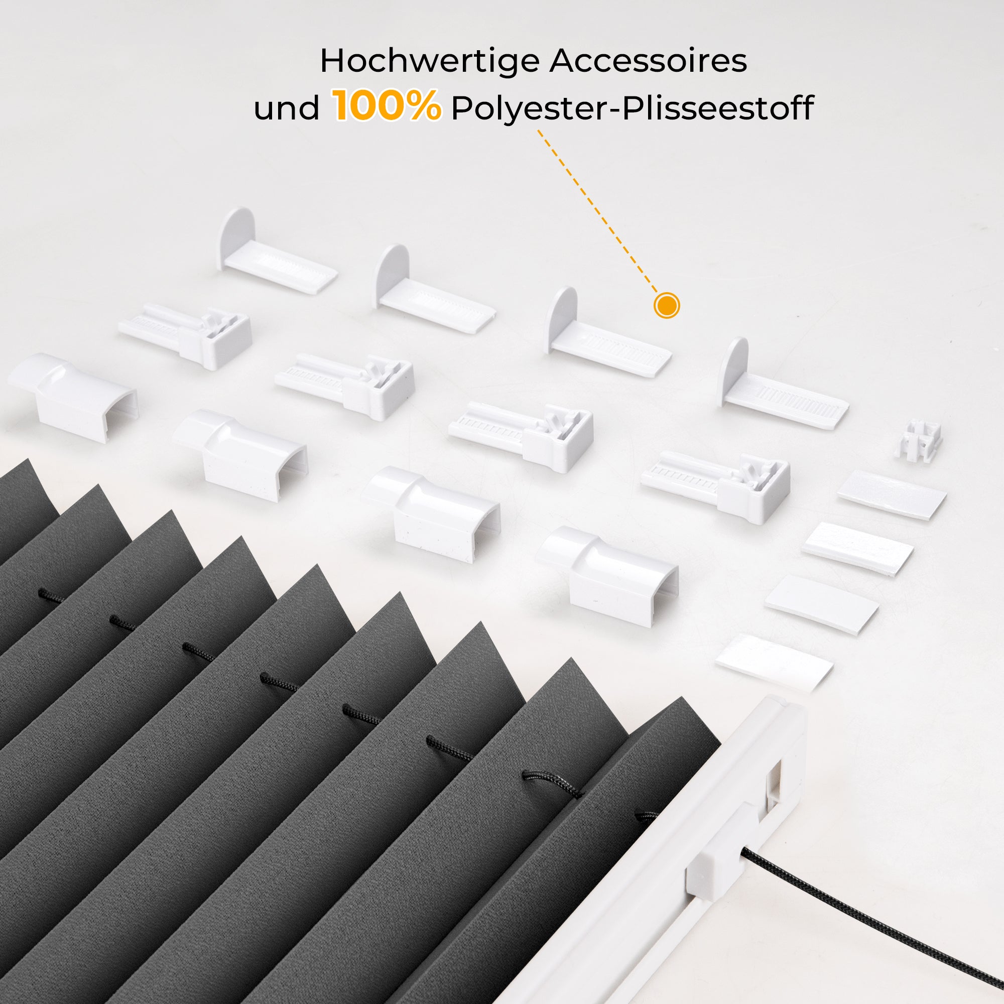 HOMEDEMO Plissee Klemmfix ohne Bohren Jalousien Anthrazit, Plisseerollo mit Klemmträger, lichtdurchlässig Faltrollo mit Sicht- und Sonnenschutz, blickdichte Jalousie für Fenster & Tür