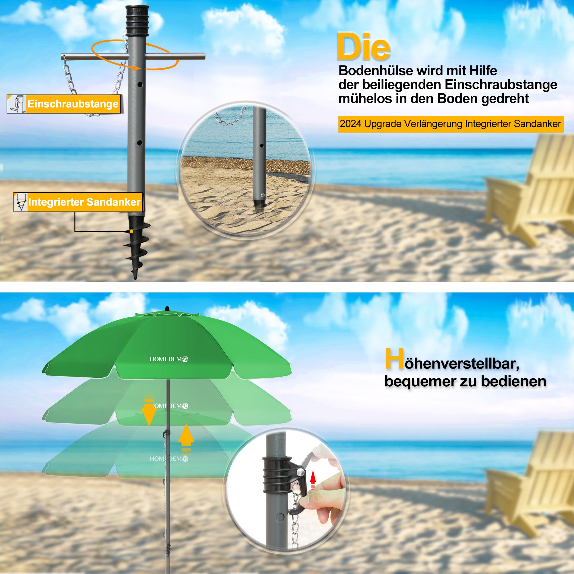 HOMEDEMO Strandschirm für draußen sonnenschirm