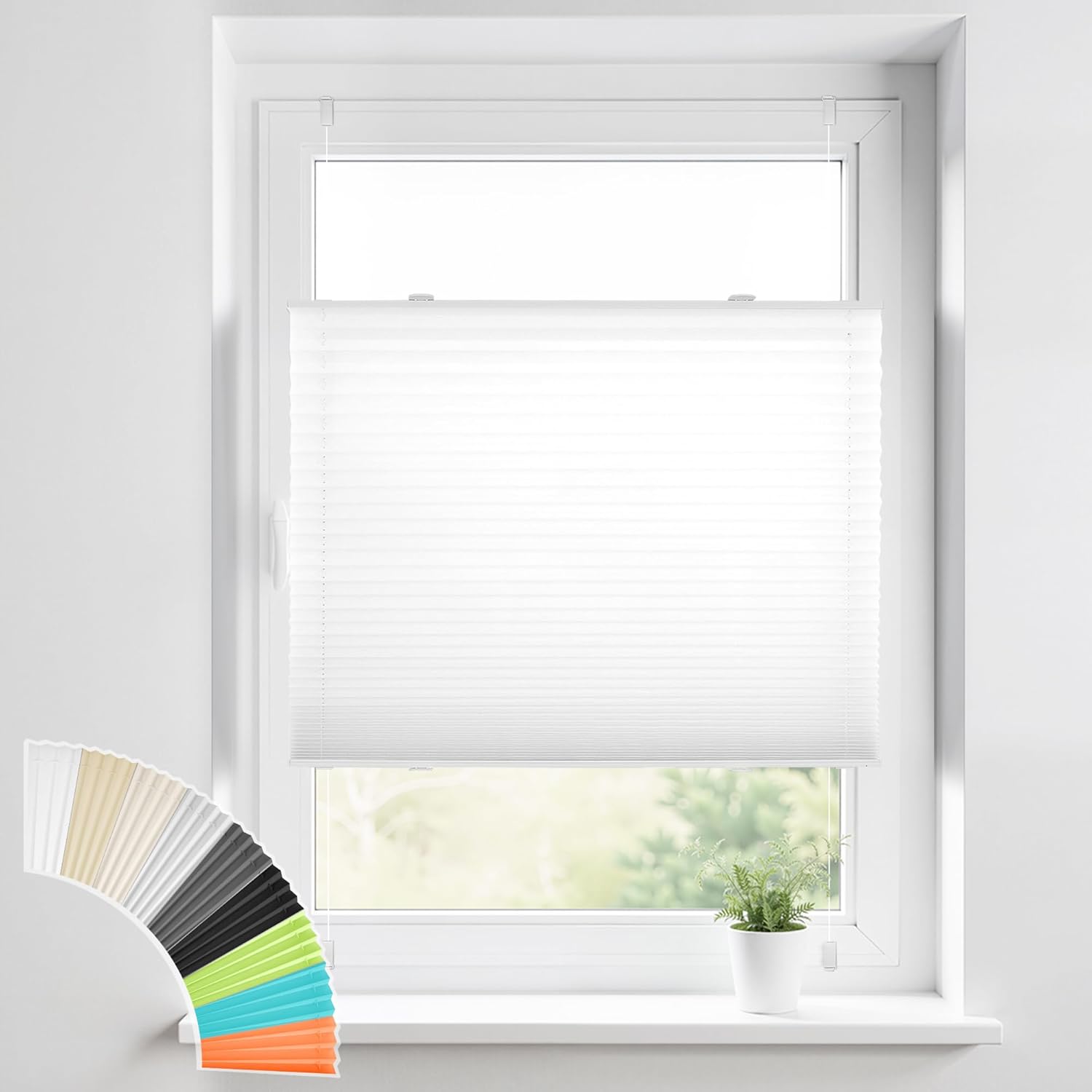 HOMEDEMO Plissee Klemmfix ohne Bohren, Plisseerollo mit Klemmtr?ger, lichtdurchl?ssig Faltrollo
