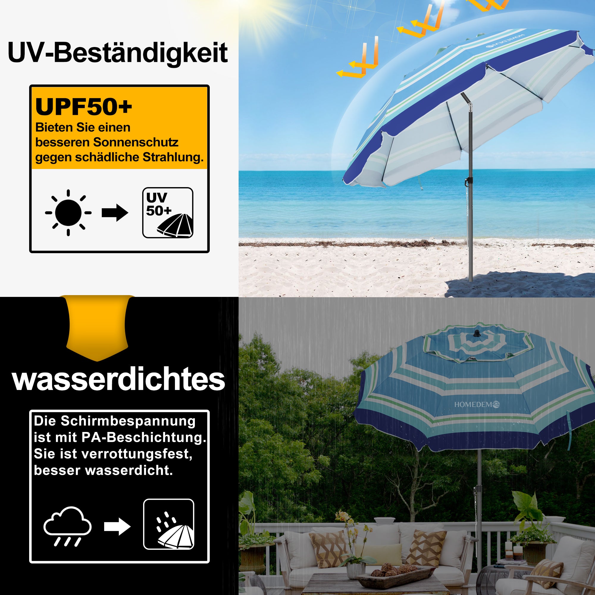 HOMEDEMO Strandschirm für draußen sonnenschirm