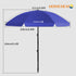 High-quality, durable Blue collapsible beach umbrella, the entire umbrella as seen from the view from above