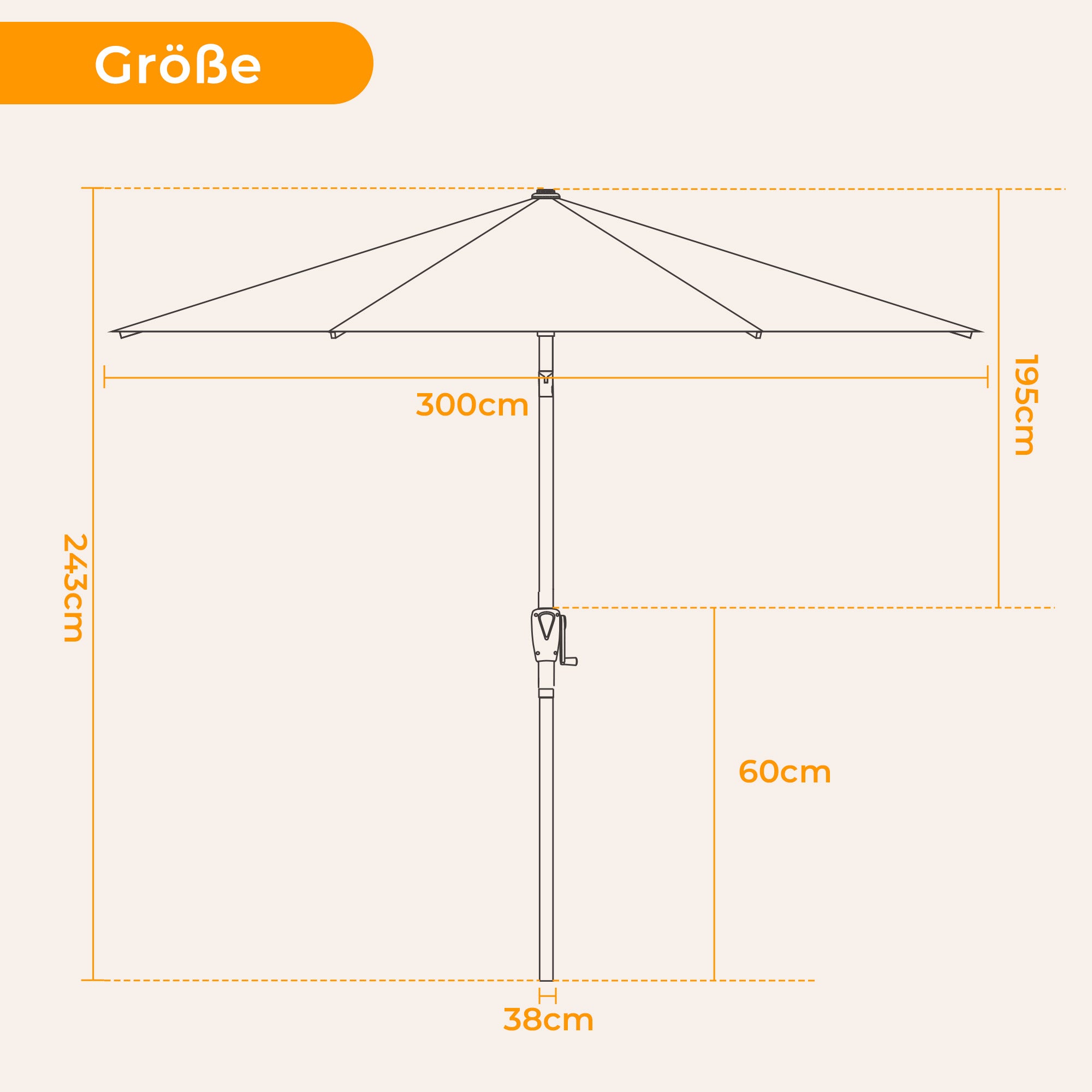 Groß Garten Sonnenschirme zum kurbeln