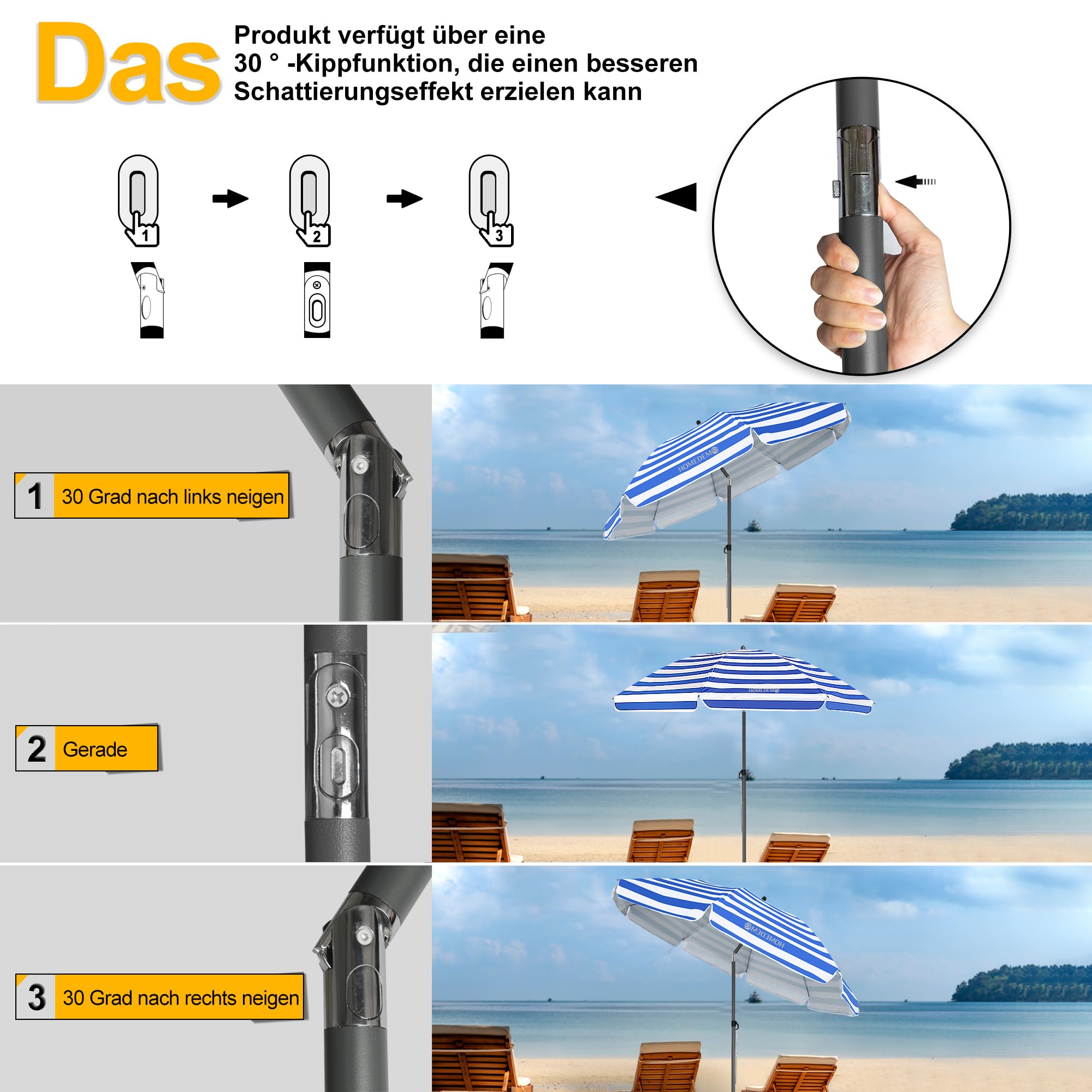 HOMEDEMO Strandschirm für draußen sonnenschirm