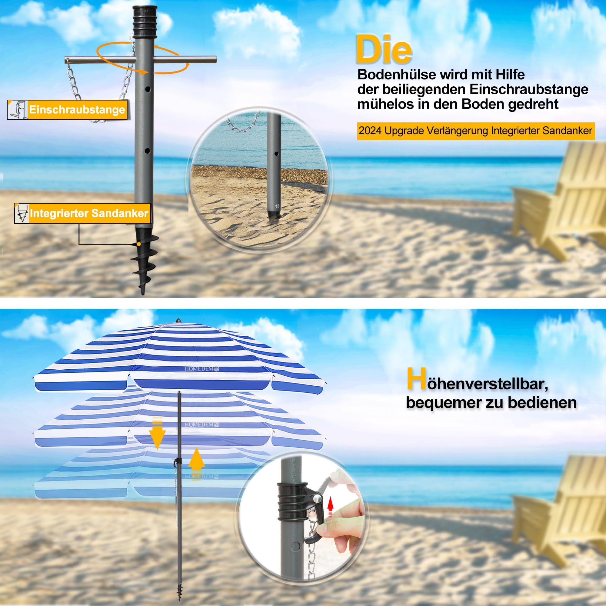 HOMEDEMO Strandschirm für draußen sonnenschirm