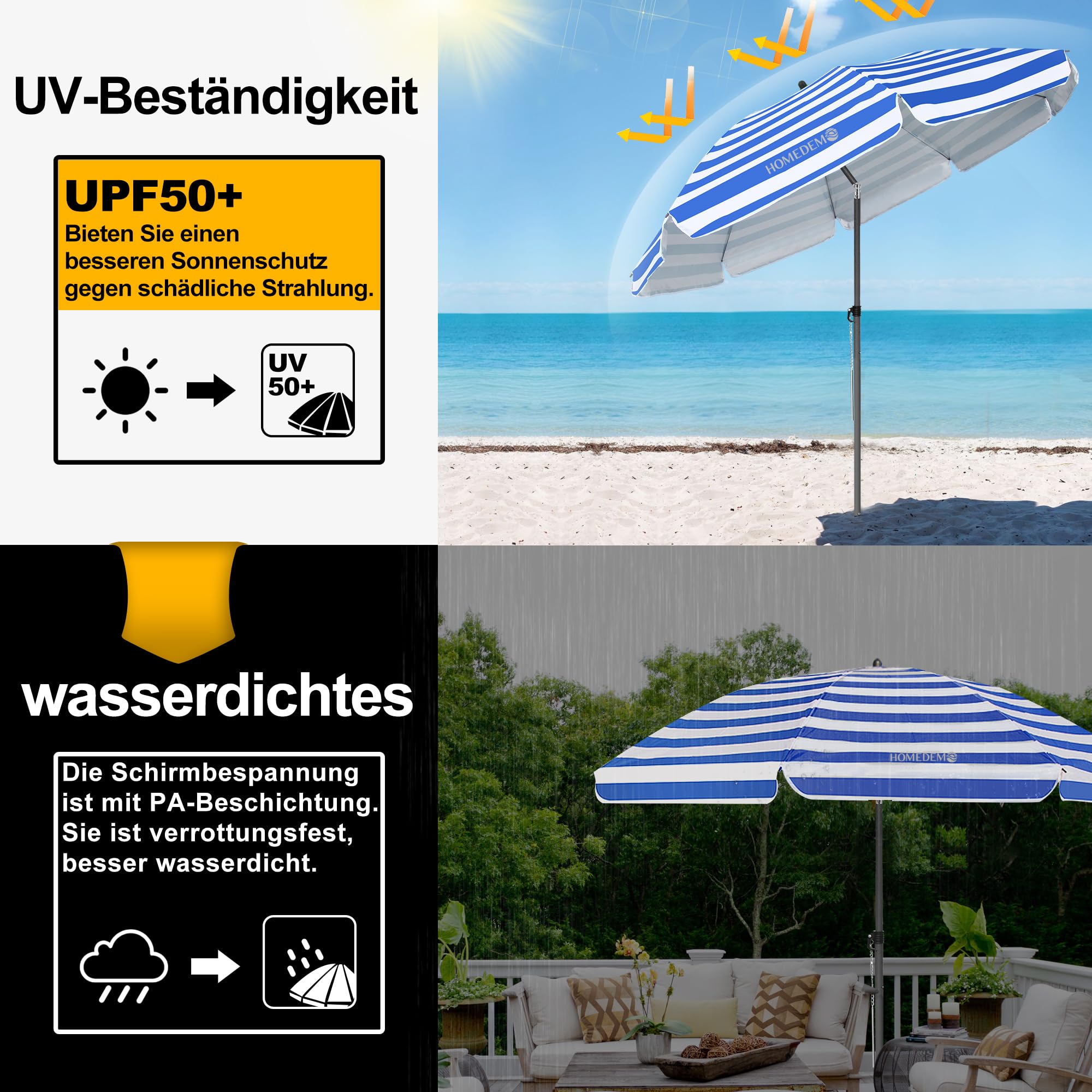 HOMEDEMO Strandschirm für draußen sonnenschirm
