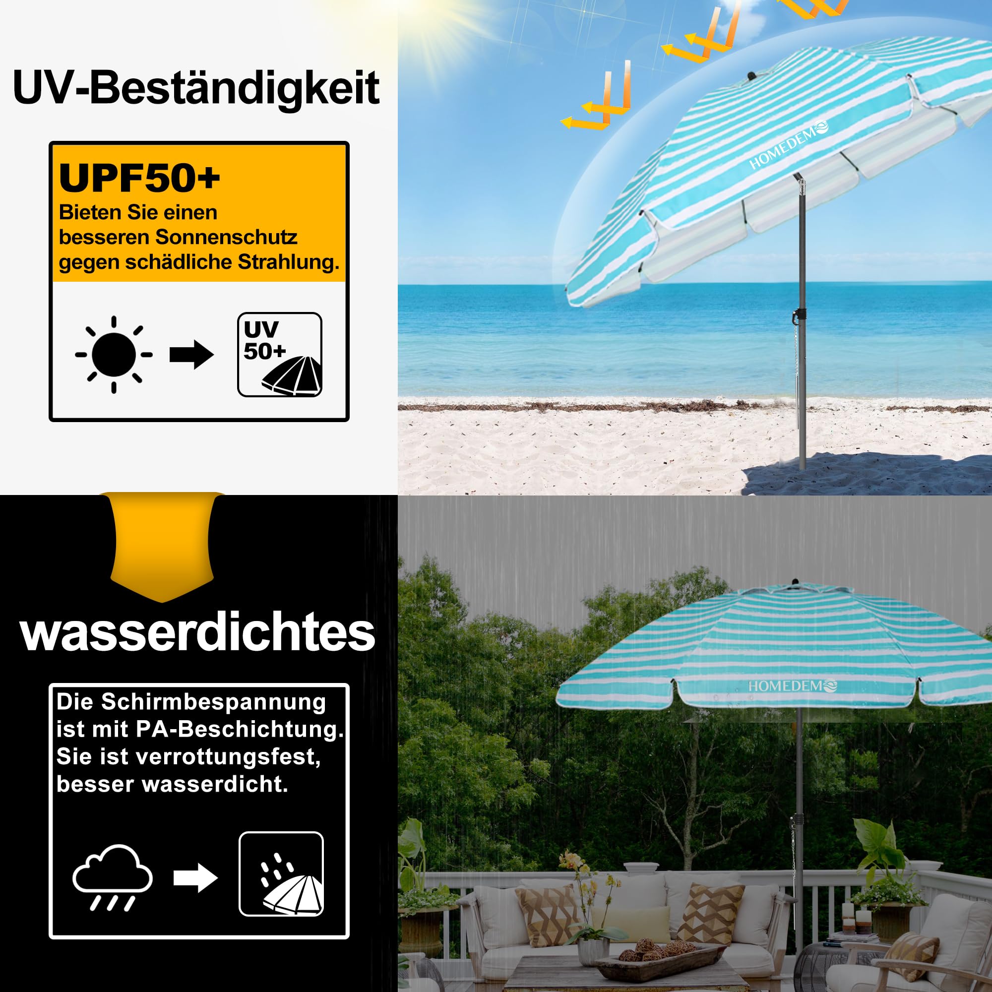 HOMEDEMO Strandschirm für draußen sonnenschirm