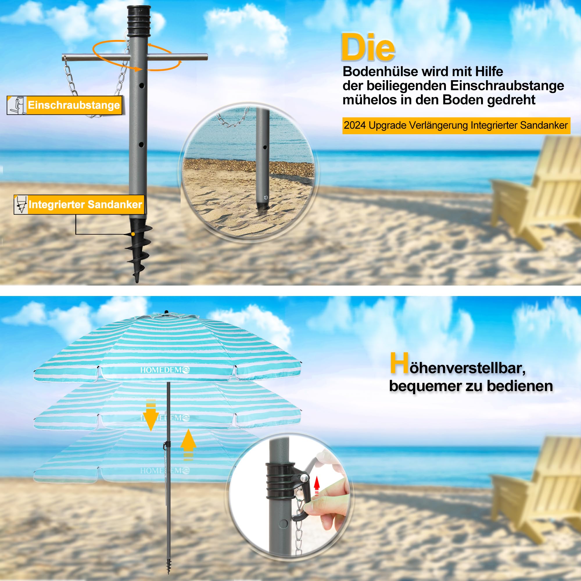 HOMEDEMO Strandschirm für draußen sonnenschirm