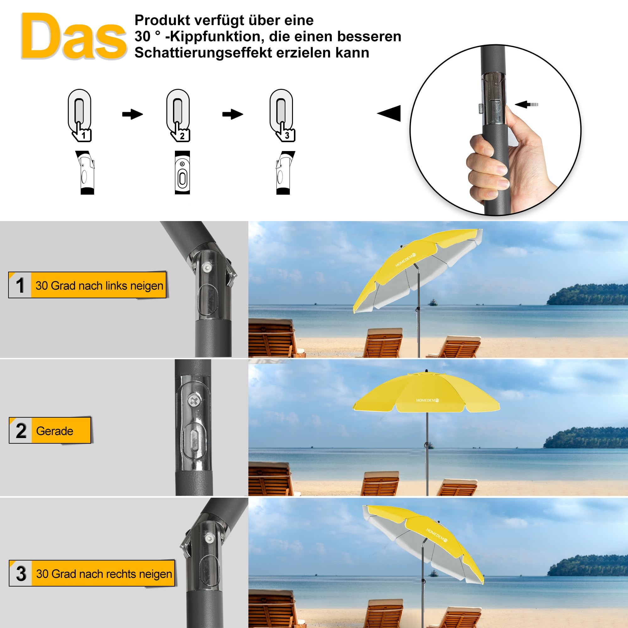 HOMEDEMO Strandschirm für draußen sonnenschirm