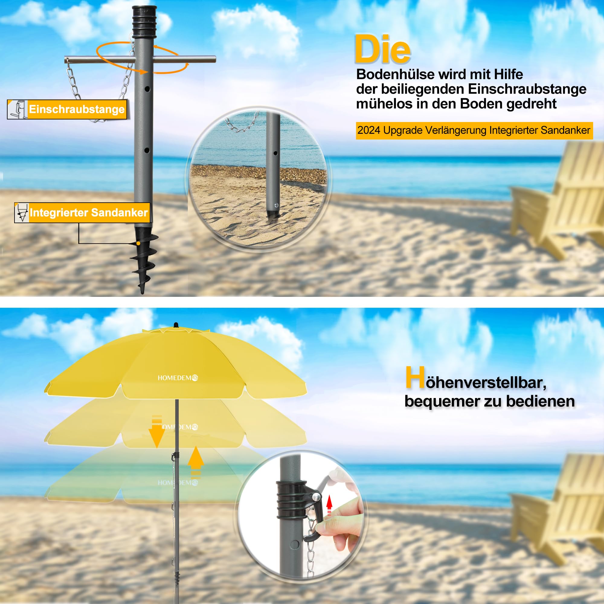 HOMEDEMO Strandschirm für draußen sonnenschirm