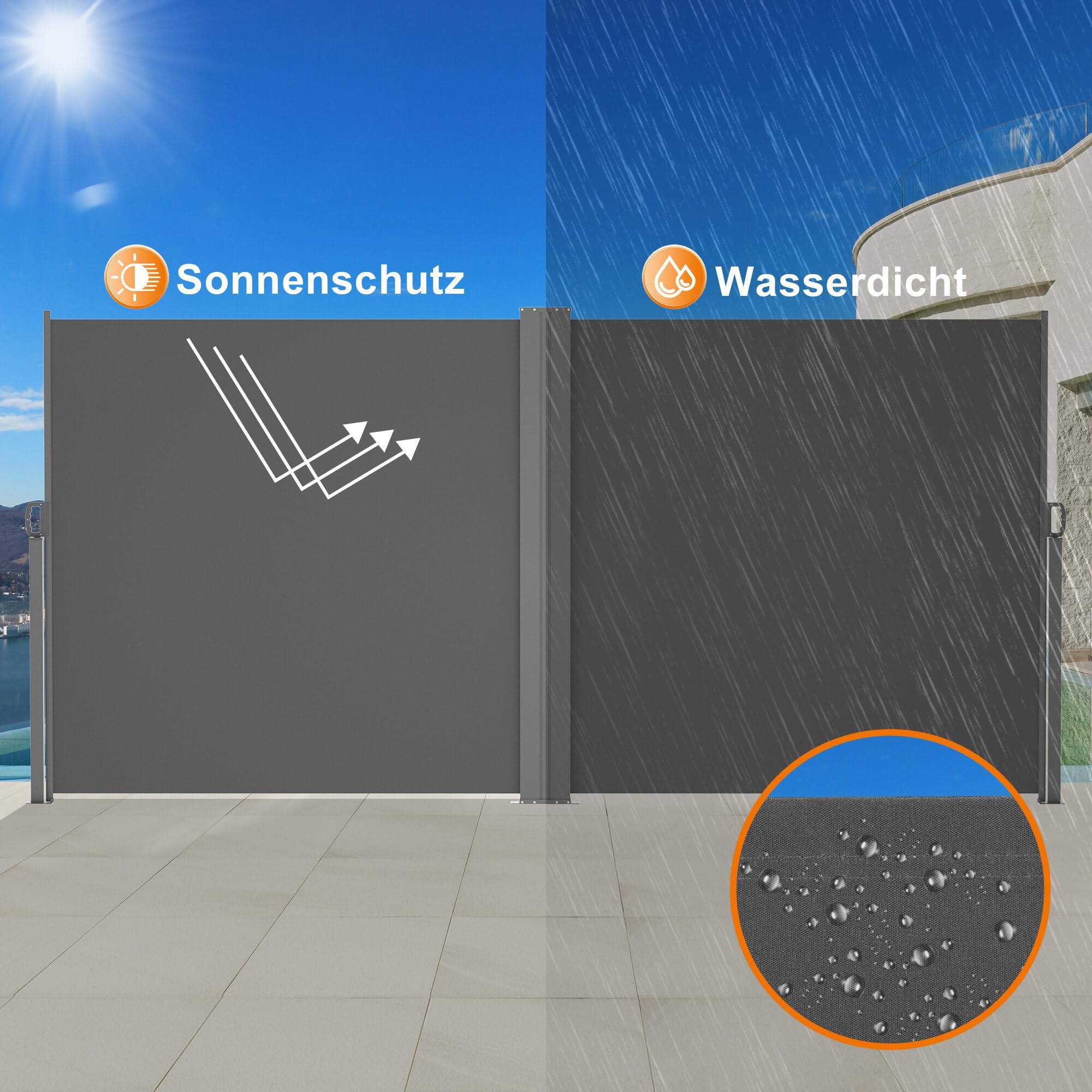 Ausziehbar Doppel Seitenmarkise