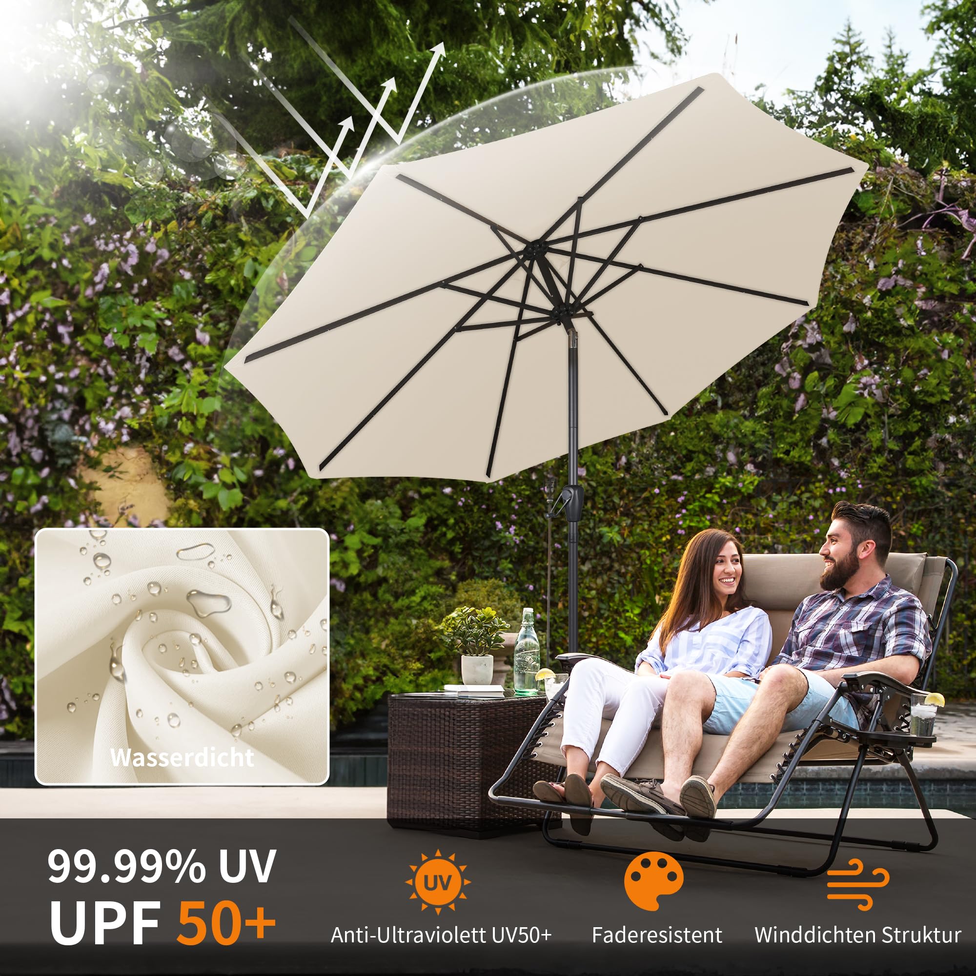 Groß Garten Sonnenschirme zum kurbeln