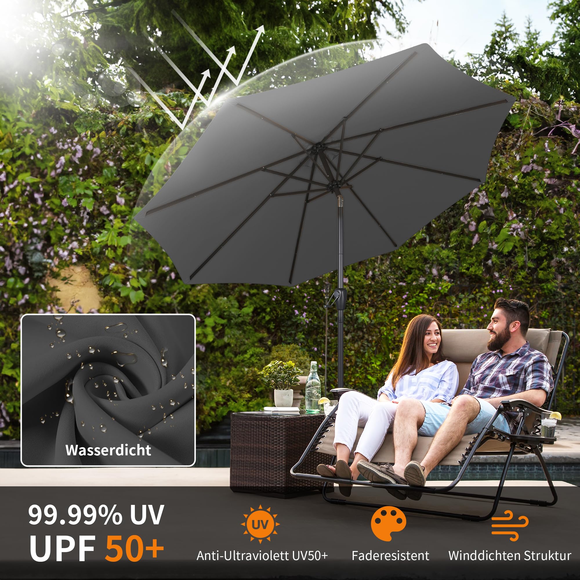 Groß Garten Sonnenschirme zum kurbeln