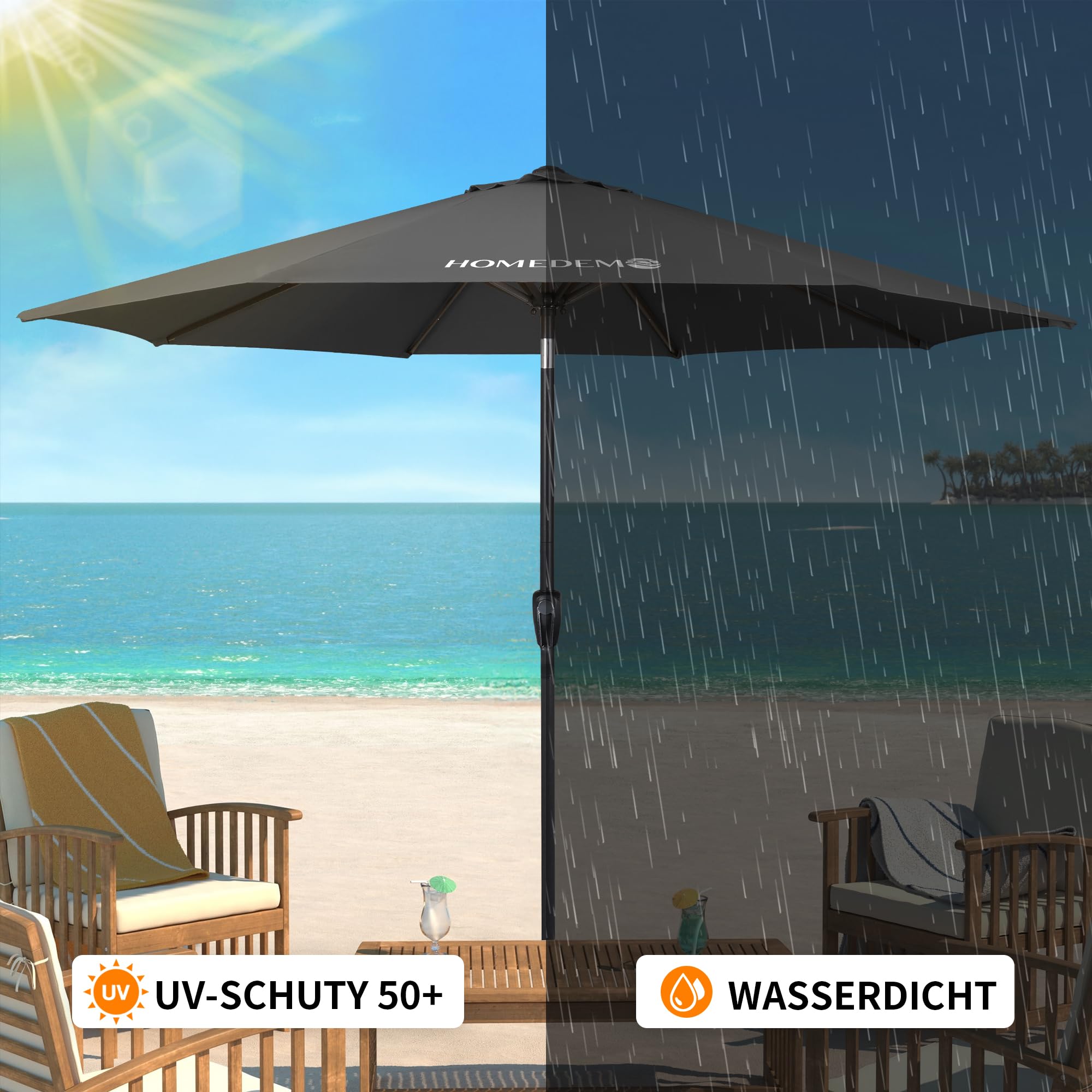 Groß Garten Sonnenschirme zum kurbeln