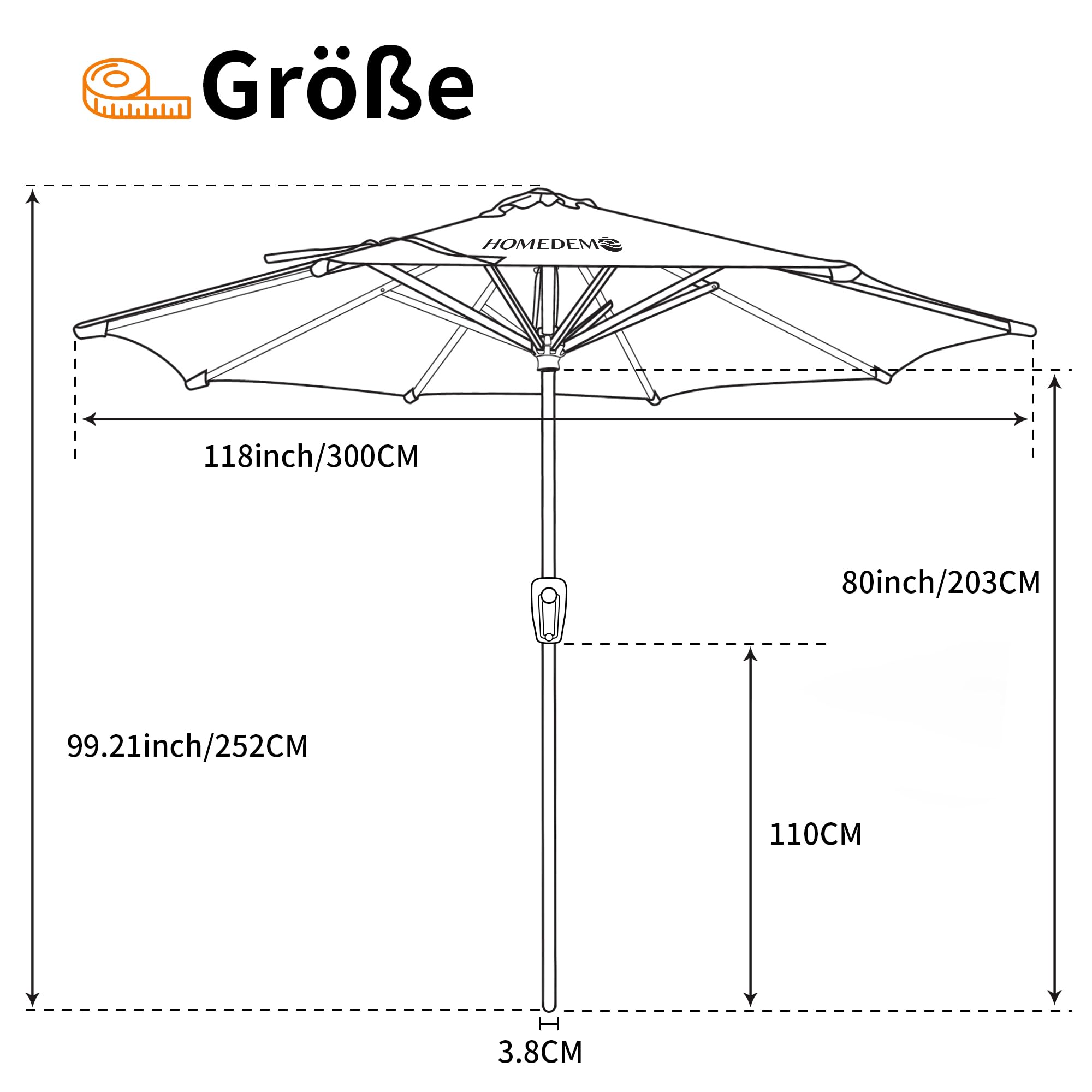 Groß Garten Sonnenschirme zum kurbeln