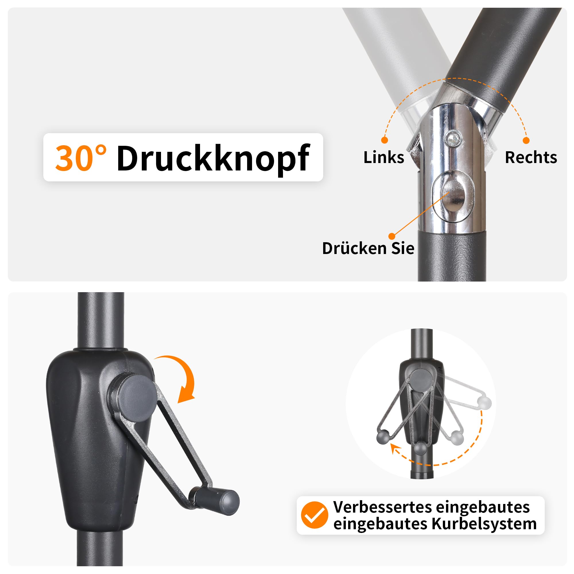 Groß Garten Sonnenschirme zum kurbeln