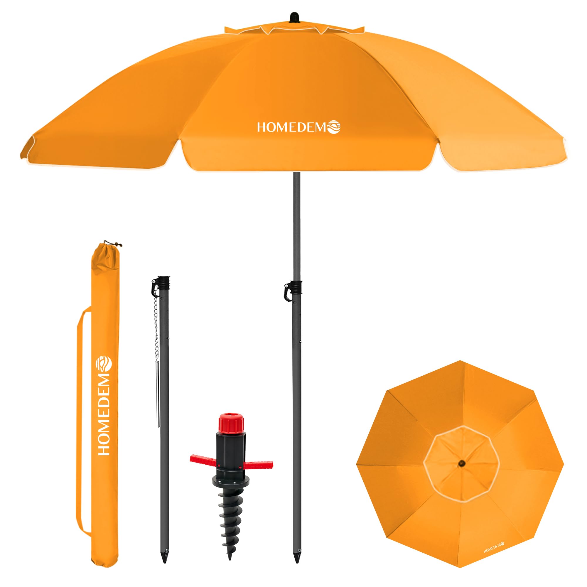 HOMEDEMO Strandschirm Sonnenschirm mit Upgrade Boden Hülse