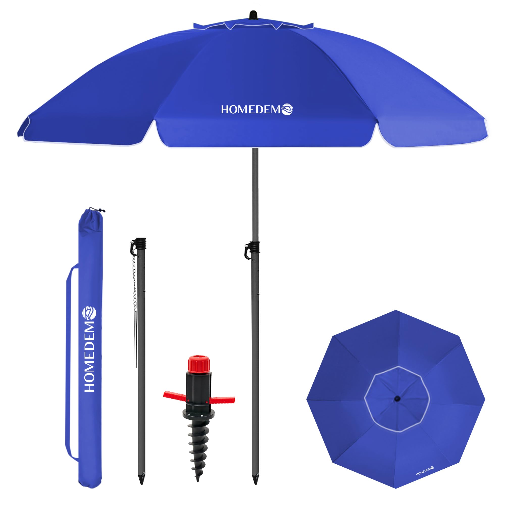 HOMEDEMO Strandschirm Sonnenschirm mit Upgrade Boden Hülse