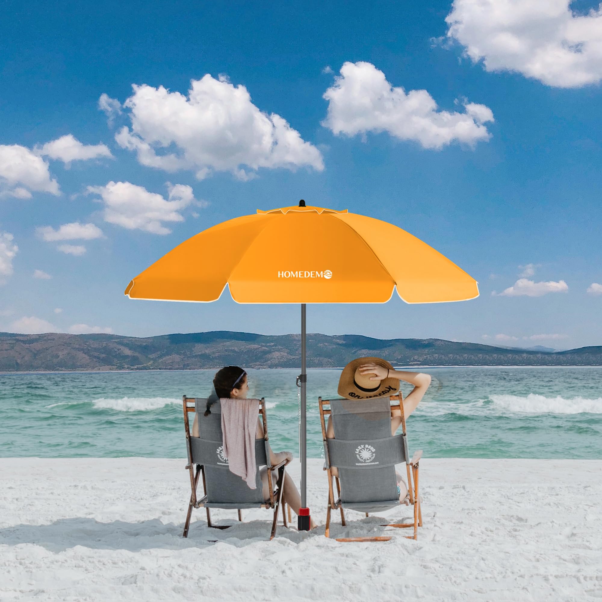 HOMEDEMO Strandschirm Sonnenschirm mit Upgrade Boden Hülse