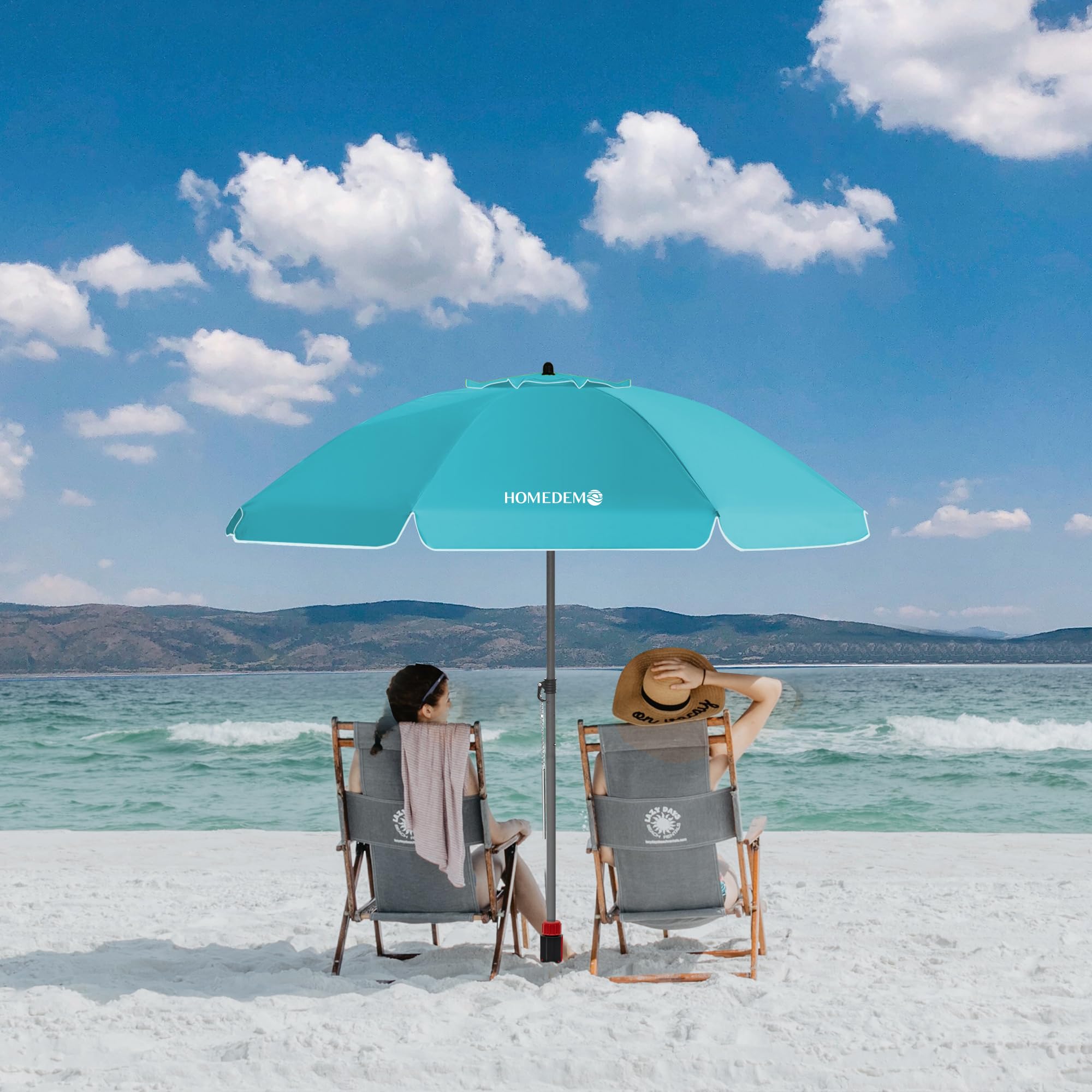 HOMEDEMO Strandschirm Sonnenschirm mit Upgrade Boden Hülse