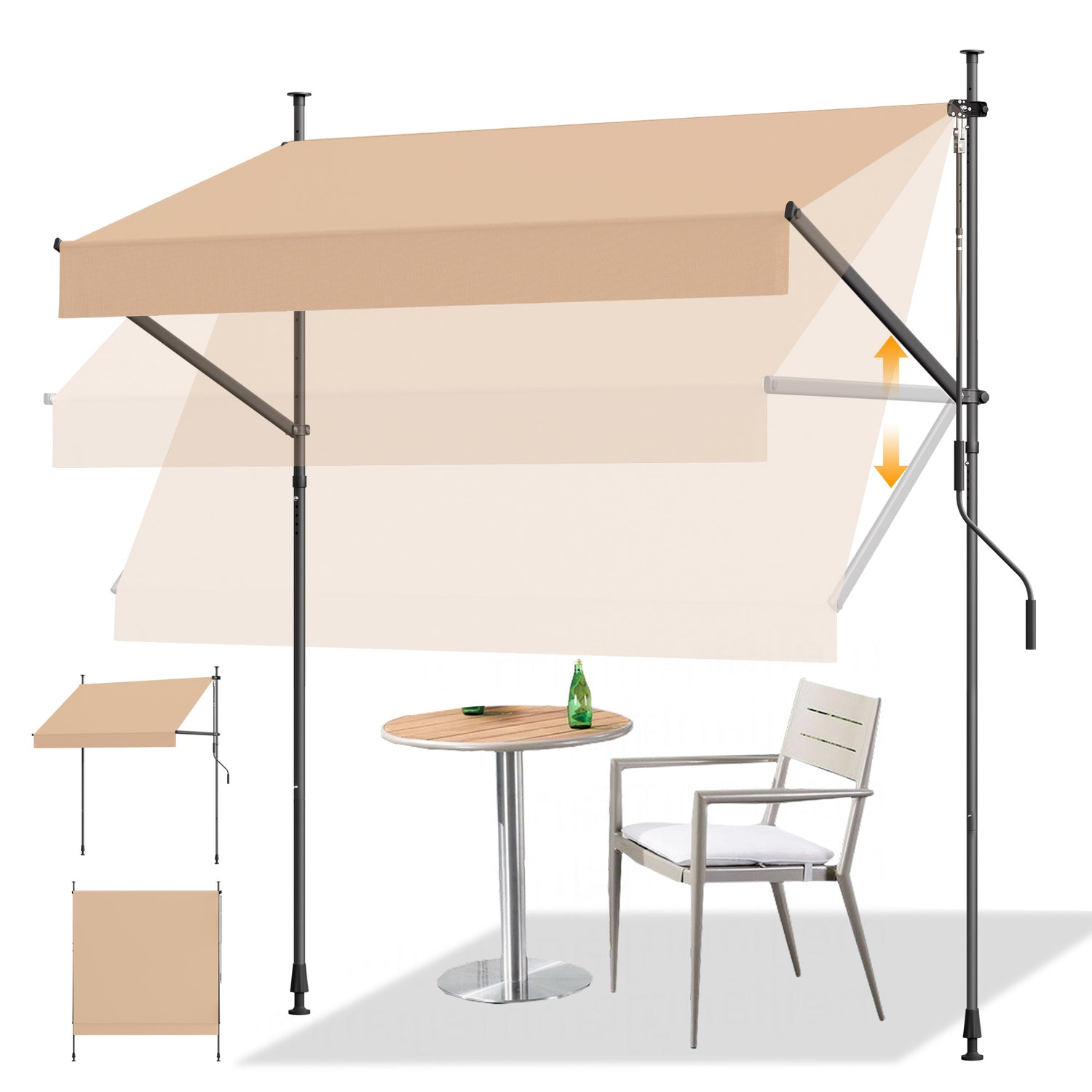 HOMEDEMO Klemmmarkise mit Einstellbare Handkurbel