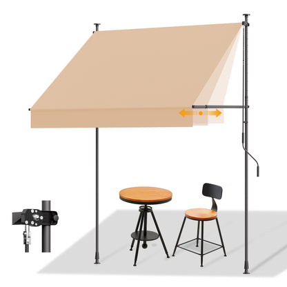 Einziehbare Klemmmarkise für Balkon mit Handkurbel manuell