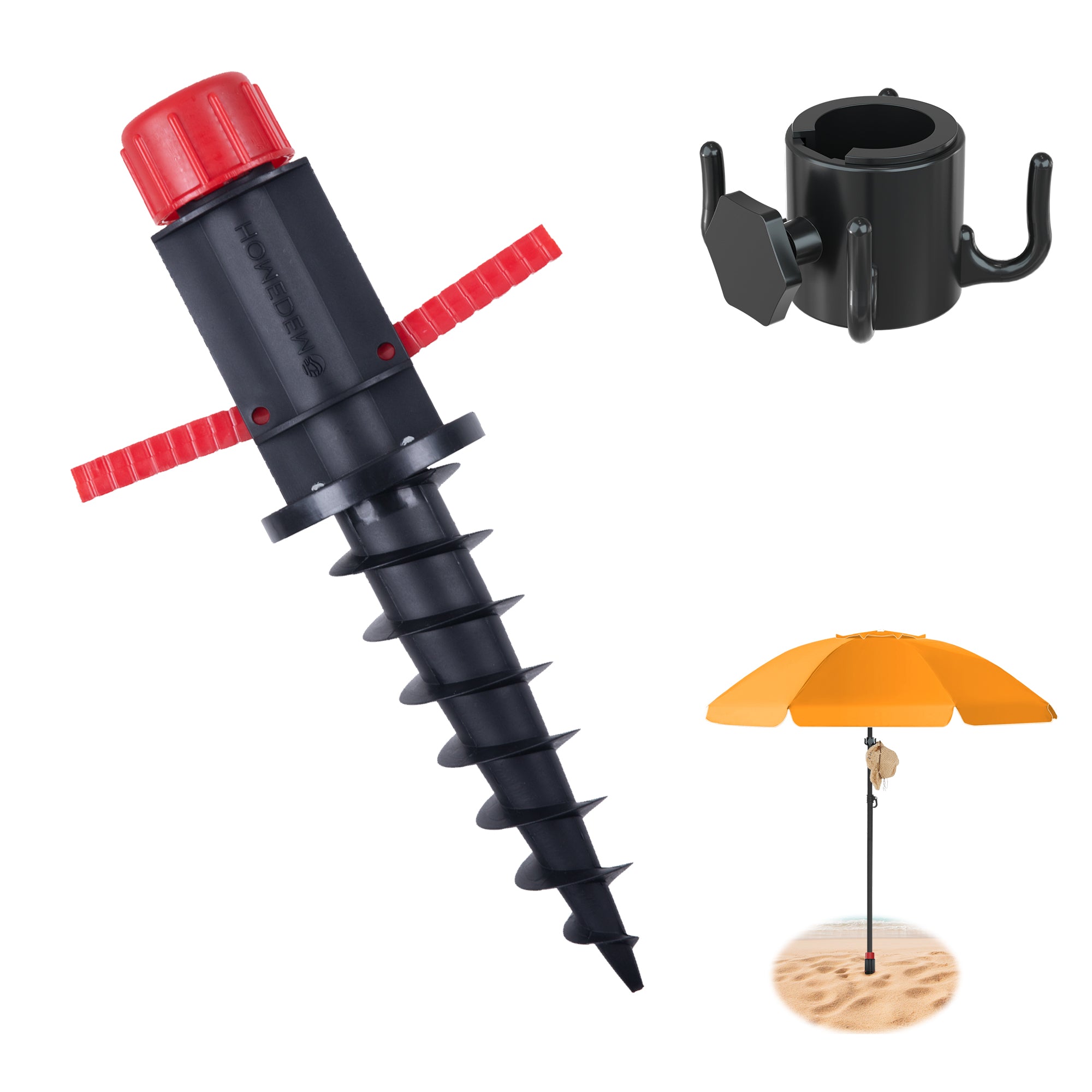 HOMEDEMO Verstellbarer Rasendorn mit Haken für SonnenschirmeØ22–32mm