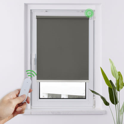Elektrisches Rollo M100 Motorrollo silberbeschichtet vollverdunkelnd wärmedämmend Fensterrollo mit Funkmotor für Schlafzimmer Wohnzimmer Büro