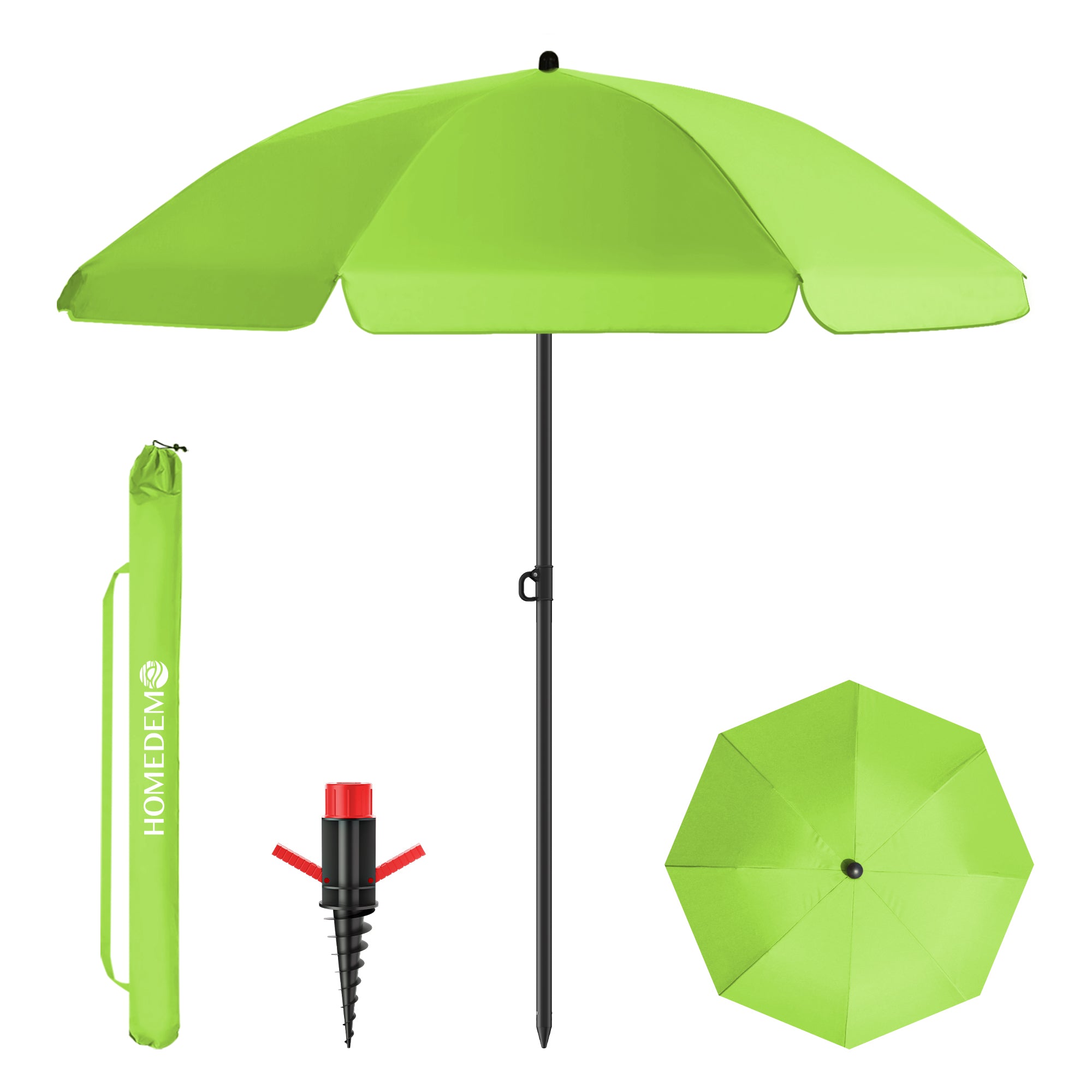 HOMEDEMO Sonnenschirm Strandschirm mit Bodenhülse, Gartenschirm Marktschirm,UV50+