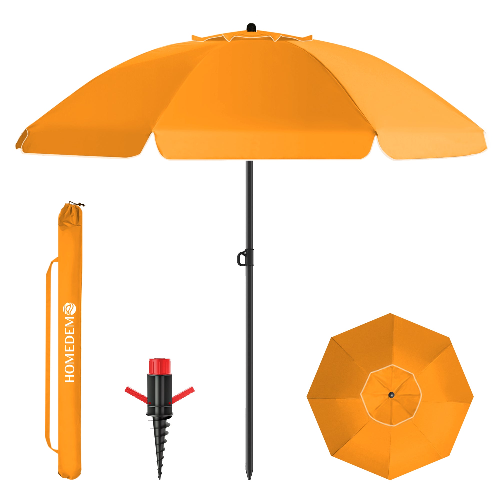 HOMEDEMO Sonnenschirm Strandschirm mit Bodenhülse, Gartenschirm Marktschirm,UV50+