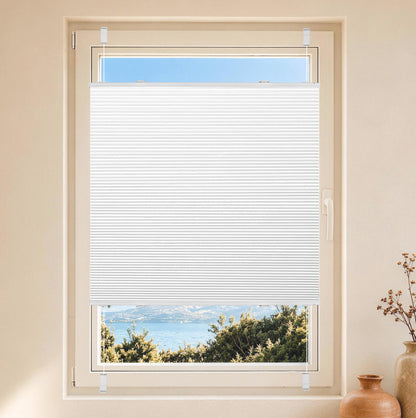 Honeycomb Plissee Klemmfix ohne Bohren Weiss 35x100cm, Isolierend Wabenrollo Sichtschutz Sonnenschutz f¨¹r Fenster T¨¹r