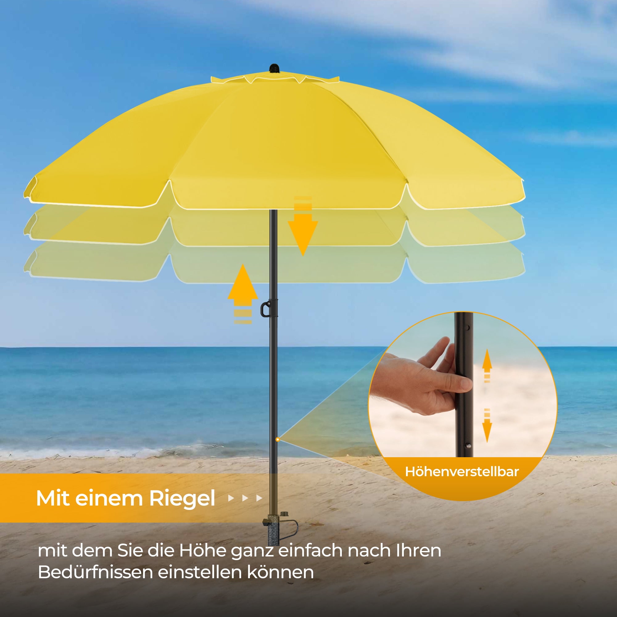 HOMEDEMO Sonnenschirm Strandschirm mit Bodenhülse, Gartenschirm Marktschirm