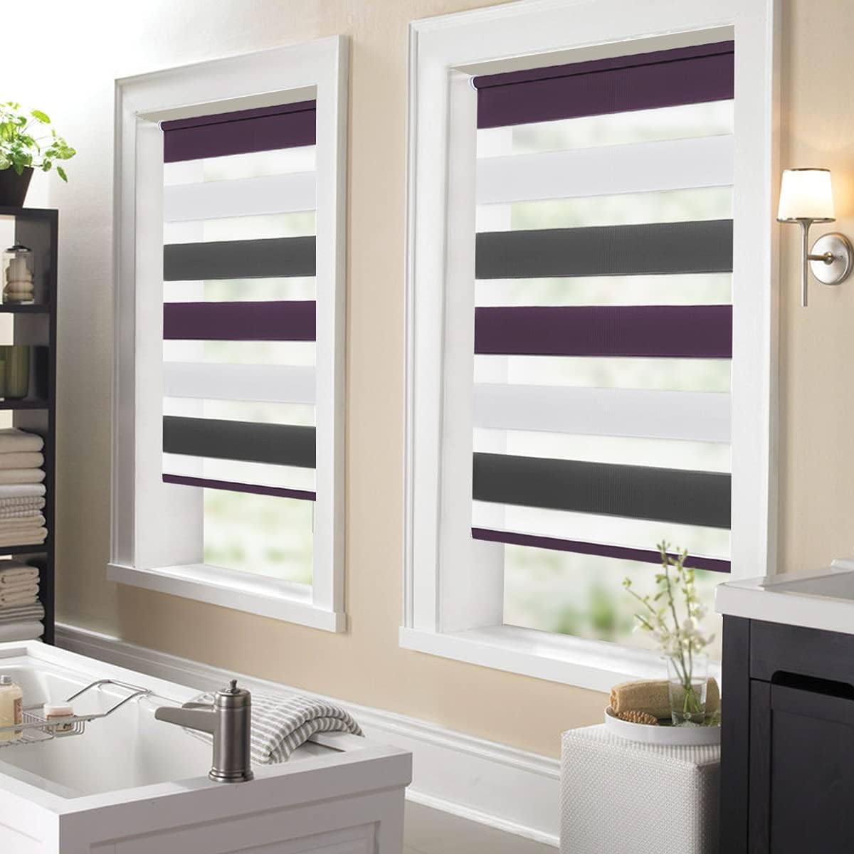 HOMEDEMO Doppelrollo Klemmfix ohne Bohren & mit Bohren, Rollos für Fenster und Tür