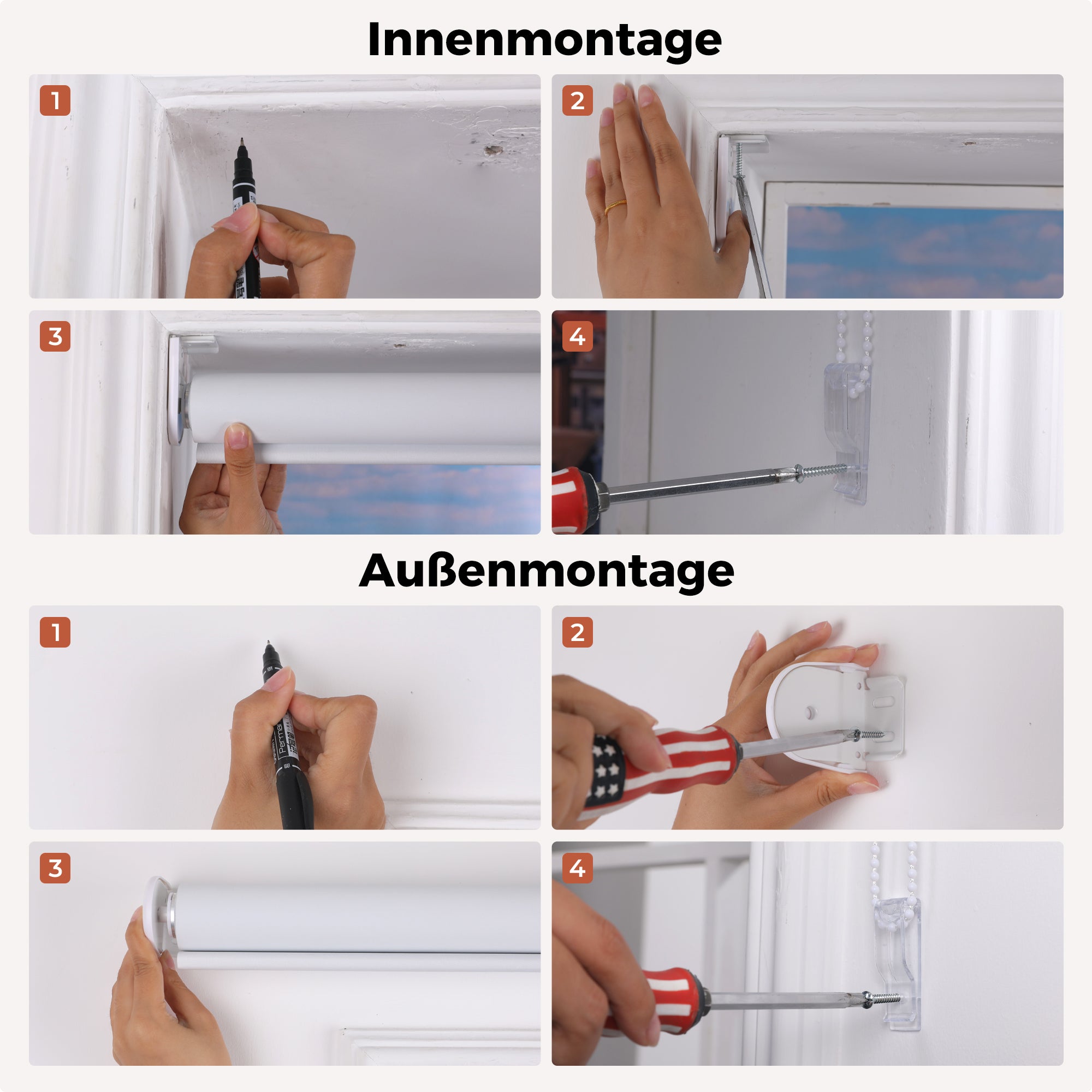 HOMEDEMO Verdunklungsrollo mit Bohren