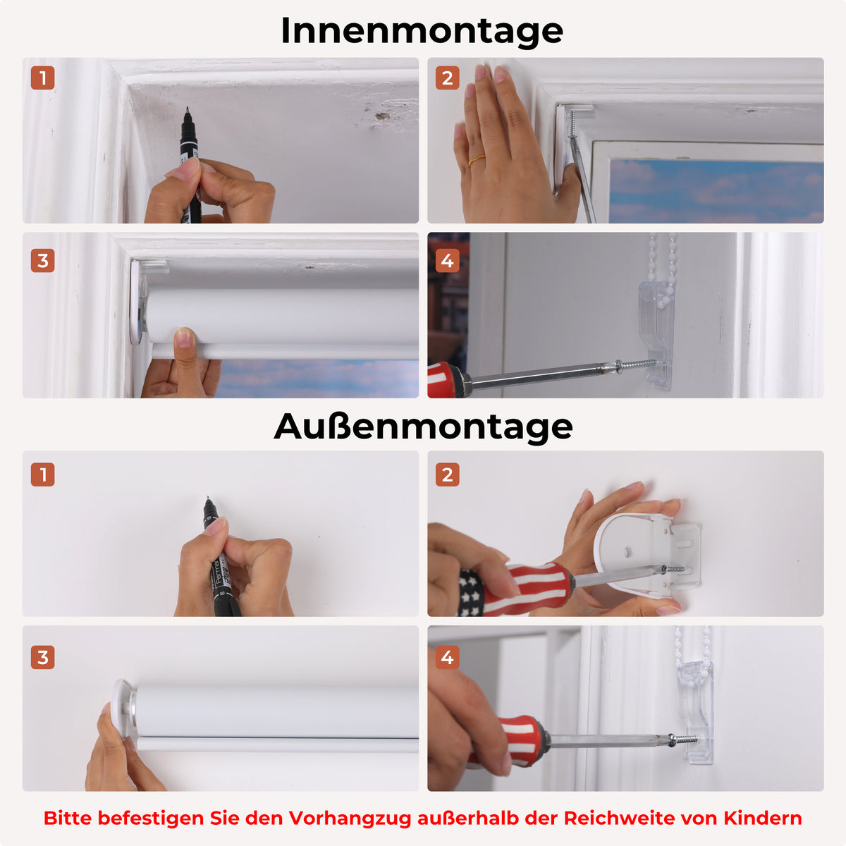 HOMEDEMO Verdunklungsrollo mit Bohren