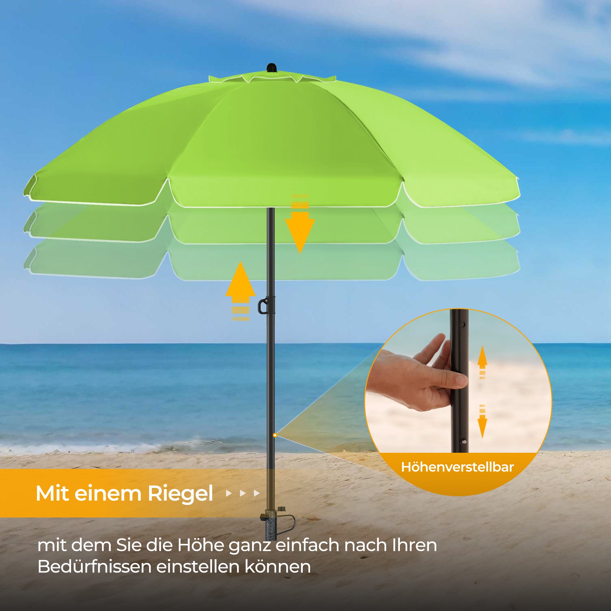 HOMEDEMO Sonnenschirm Strandschirm mit Bodenhülse, Gartenschirm Marktschirm