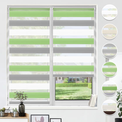 HOMEDEMO Duo Klemmfix Doppelrollo ohne Bohren, Sichtschutz Fensterrollo Leinen Grün