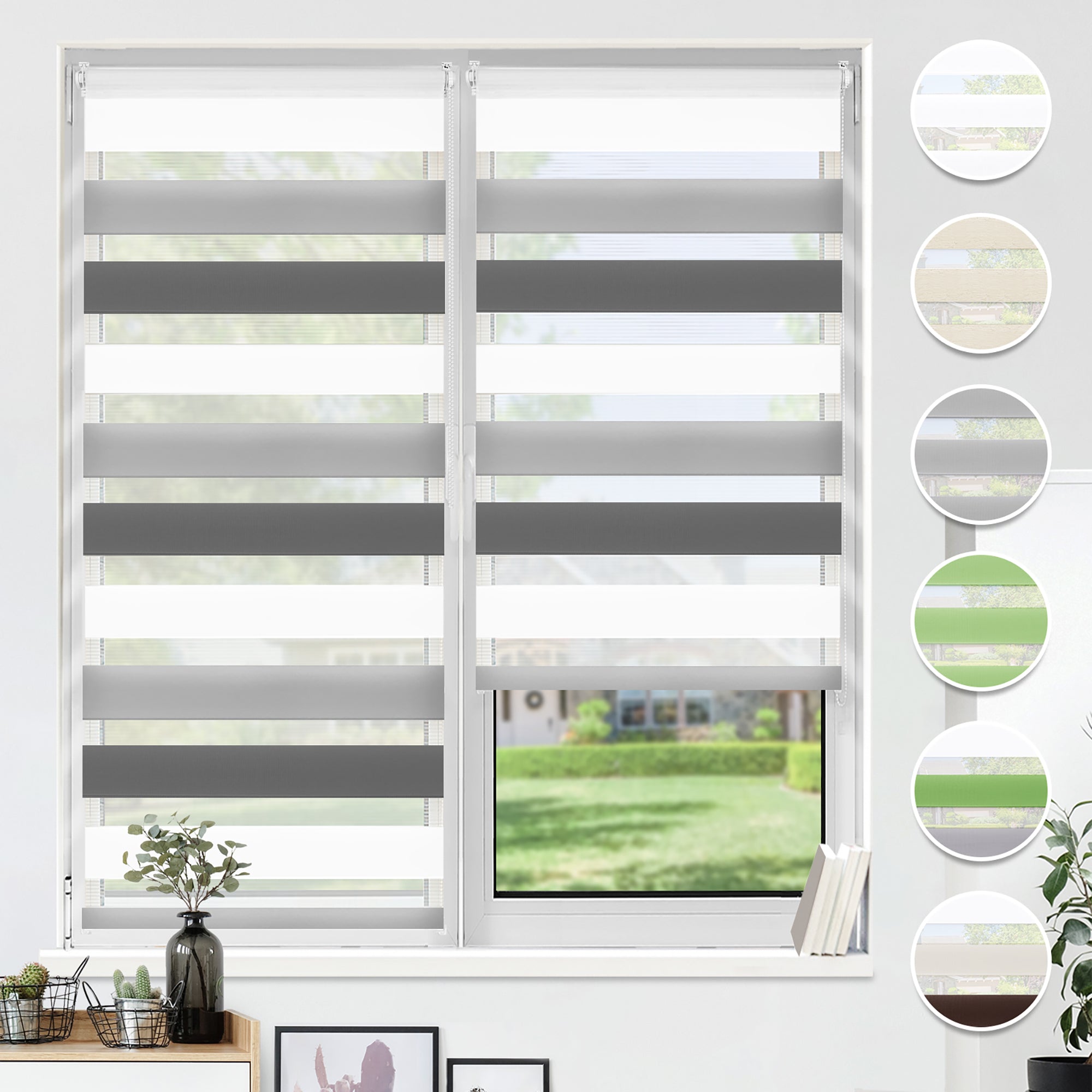 HOMEDEMO Doppelrollo Klemmfix ohne Bohren & mit Bohren, Rollos für Fenster und Tür