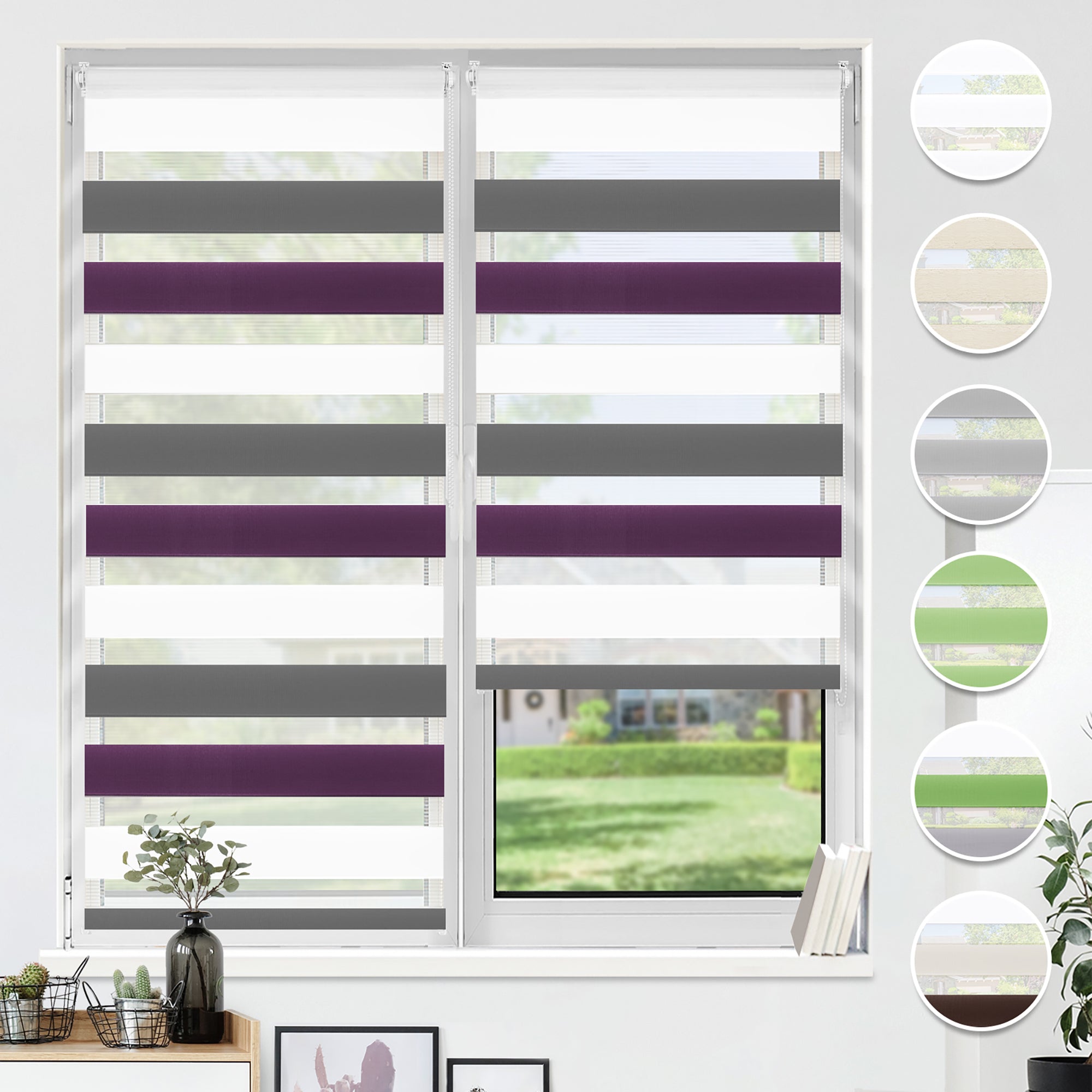 HOMEDEMO Doppelrollo Klemmfix ohne Bohren & mit Bohren, Rollos für Fenster und Tür