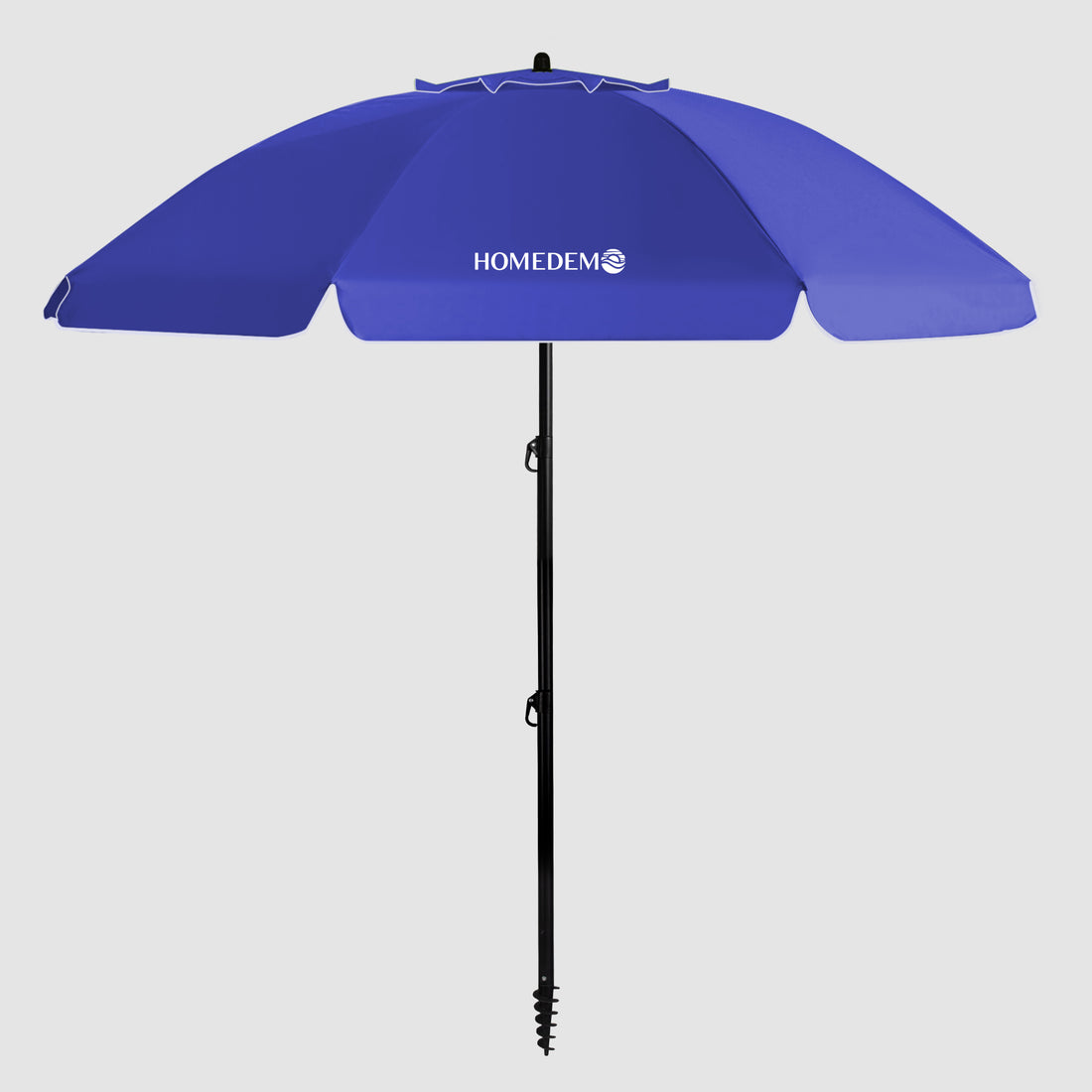 Blue coloured high quality sturdy front unfolding foldable beach umbrella.