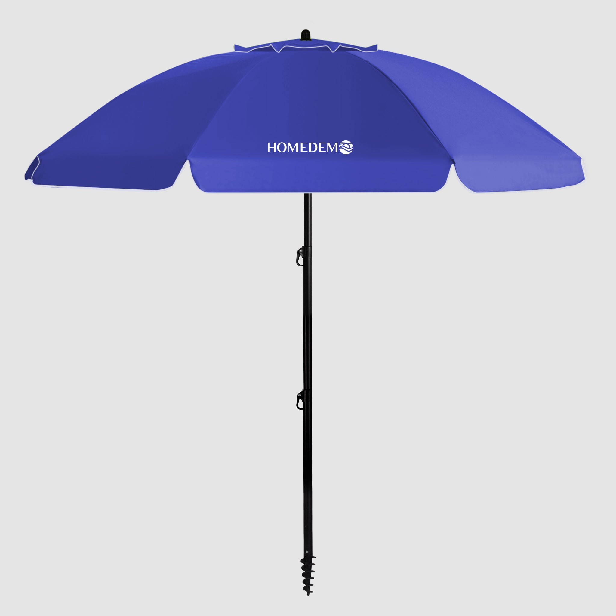Blue coloured high quality sturdy front unfolding foldable beach umbrella.