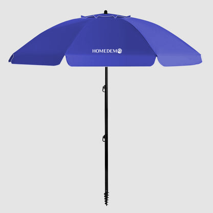 Blue coloured high quality sturdy front unfolding foldable beach umbrella.